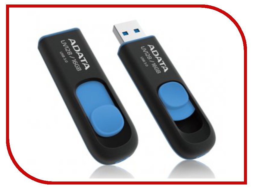 USB Flash Drive (флешка) DashDrive UV128  USB Flash Drive 16Gb - A-Data DashDrive UV128 USB 3.0 AUV128-16G-RBE
