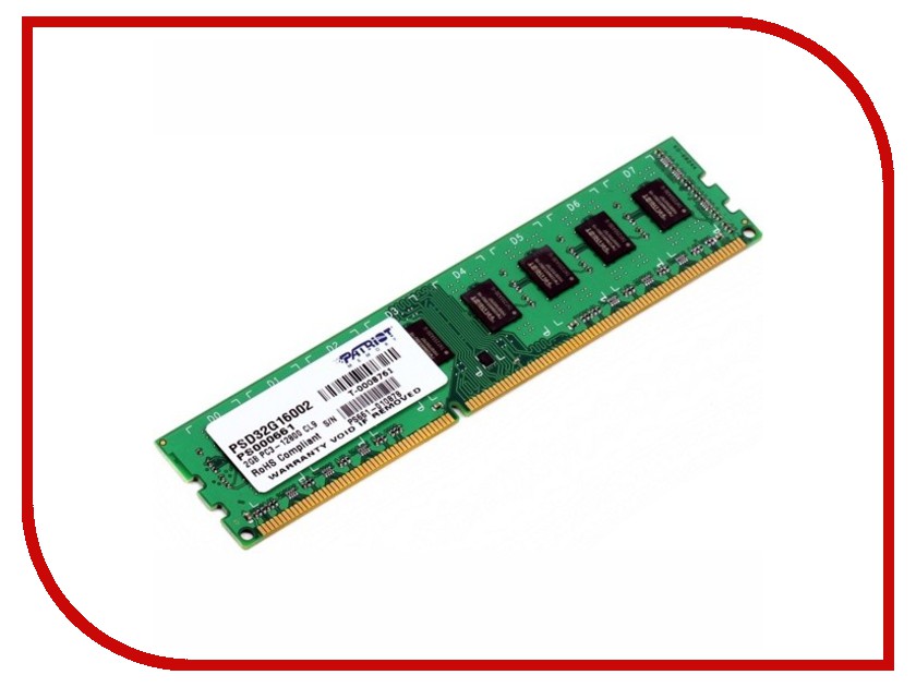 Модуль памяти Patriot Memory DDR3 DIMM 1600MHz PC3-12800 - 2Gb PSD32G16002 / 81