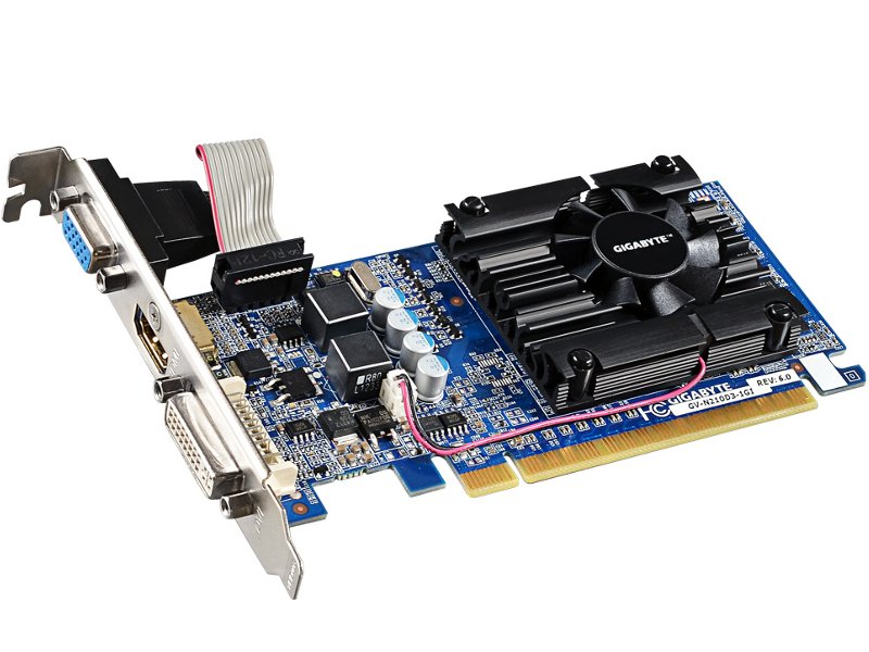 Gigabyte [GigaByte] Gigabyte GeForce GT 610 810Mhz PCI-E 2.0 1024Mb 1333Mhz 64 bit DVI HDMI HDCP GV-N610-1GI