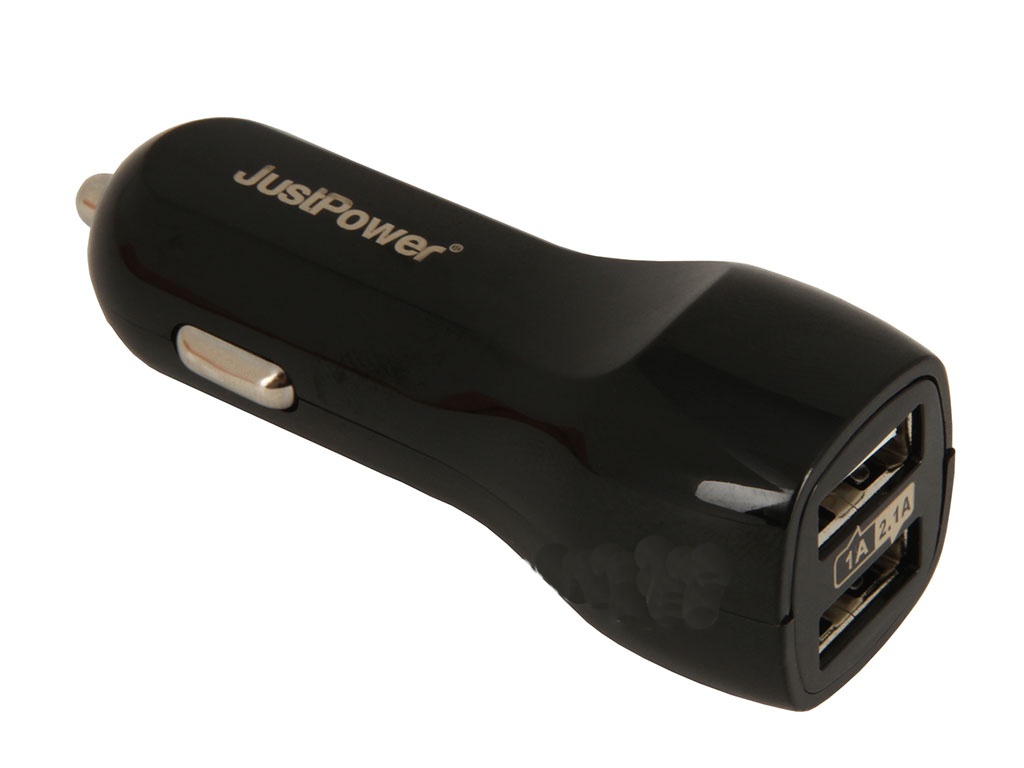  Зарядное устройство JustPower Dual USB Car Charger 2100mA Black универсальное