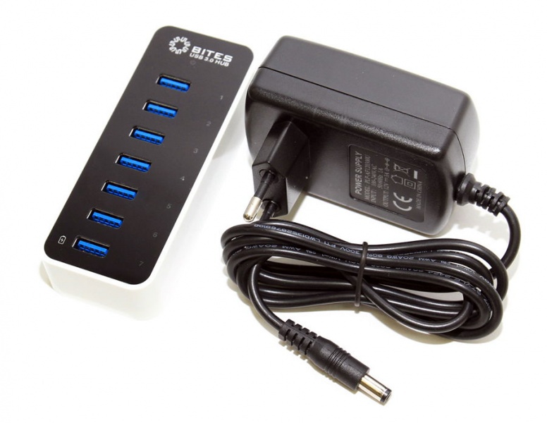  Хаб USB 5bites HB37-305PWH USB 7 ports Black-White