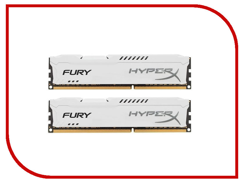Модули памяти HyperX  Модуль памяти Kingston HyperX Fury White Series DDR3 DIMM 1600MHz PC3-12800 CL10 - 8Gb KIT (2x4Gb) HX316C10FWK2/8