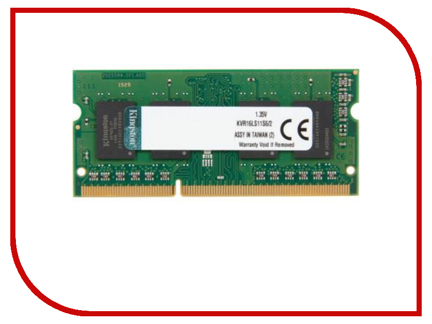   Kingston DDR3L SO-DIMM 1600MHz PC3-12800 SRx16 1.35V - 2Gb KVR16LS11S6 / 2
