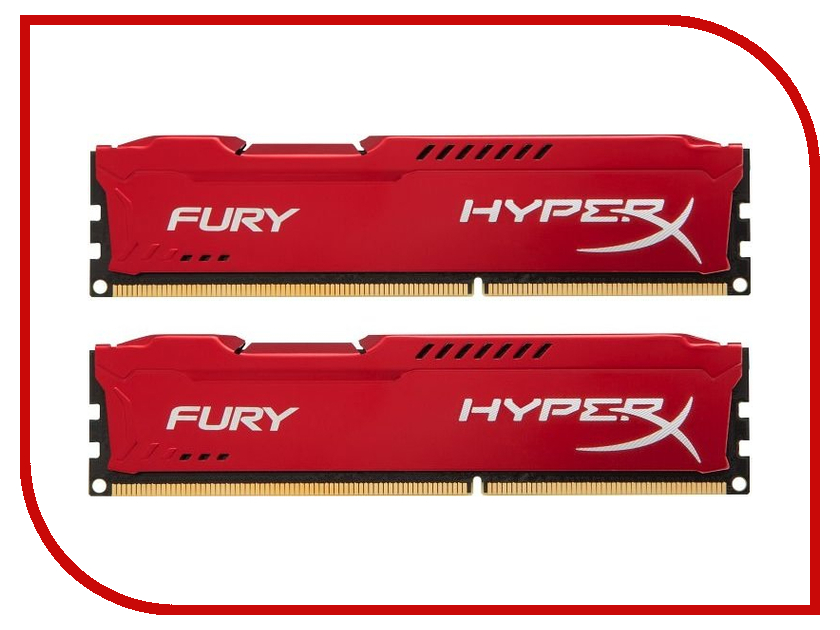   Kingston HyperX Fury Red Series DDR3 DIMM 1600MHz PC3-12800 CL10 - 16Gb KIT (2x8Gb) HX316C10FRK2 / 16