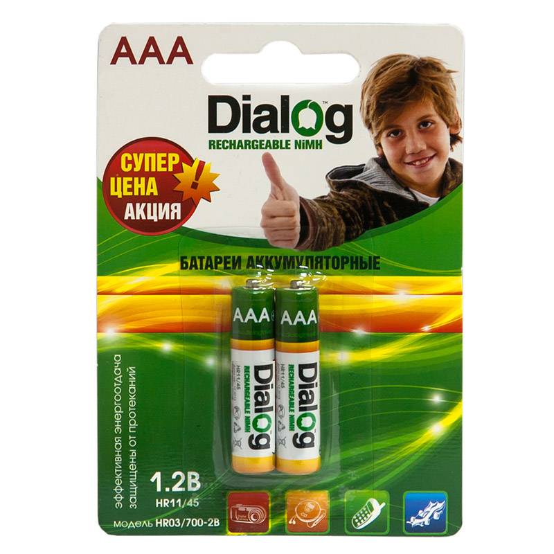 Dialog Аккумулятор AAA - Dialog HR03/1100-2B 1100 mAh Ni-MH (2 штуки)