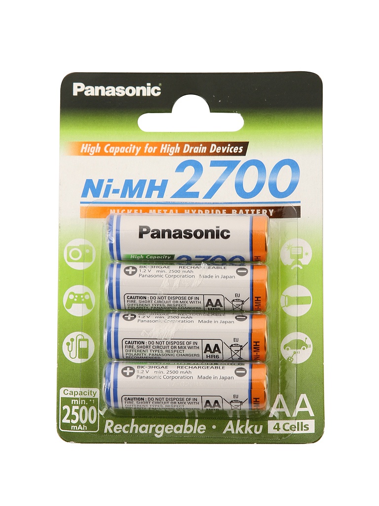 Аккумулятор AA - Panasonic High Capacity 2700 mAh (4 штуки) BK-3HGAE/4BE