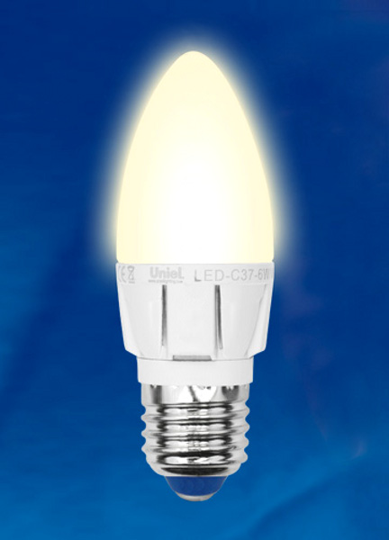 Uniel Лампочка Uniel LED-C37-6W/WW/E27/FR/DIM ALP01WH свеча
