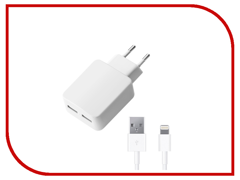 Зарядное устройство Deppa Ultra 2xUSB 8-pin for iPhone / iPod White 11356 сетевое