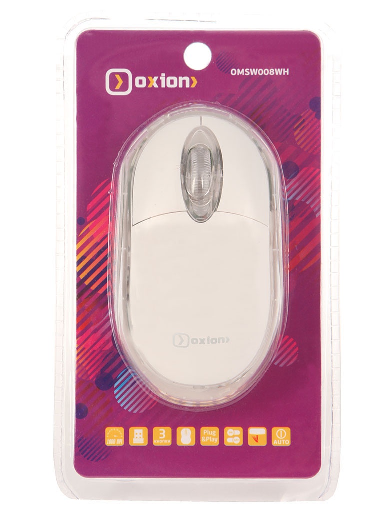  Мышь беспроводная Oxion OMSW008WH White USB