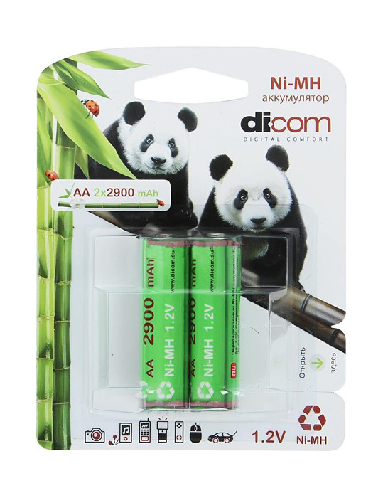 Dicom Аккумулятор AA - Dicom Panda 2900 mAh Ni-MH AA2900mAh (2 штуки)