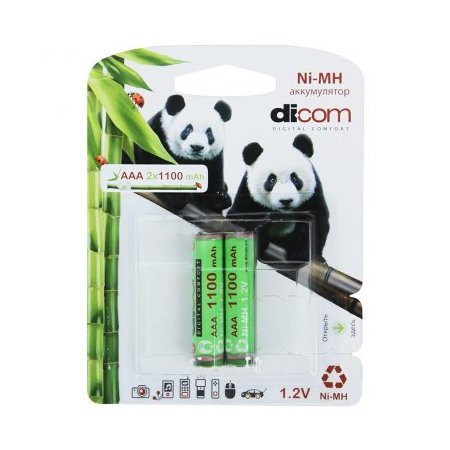 Dicom Аккумулятор AAA - Dicom Panda 1100 mAh Ni-MH AAA1100mAh (2 штуки)