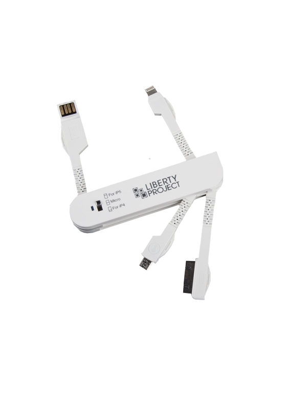  Аксессуар Liberty Project 3 в 1 micro-USB/8 pin/30 pin для iPhone/iPad/iPod White R0005040