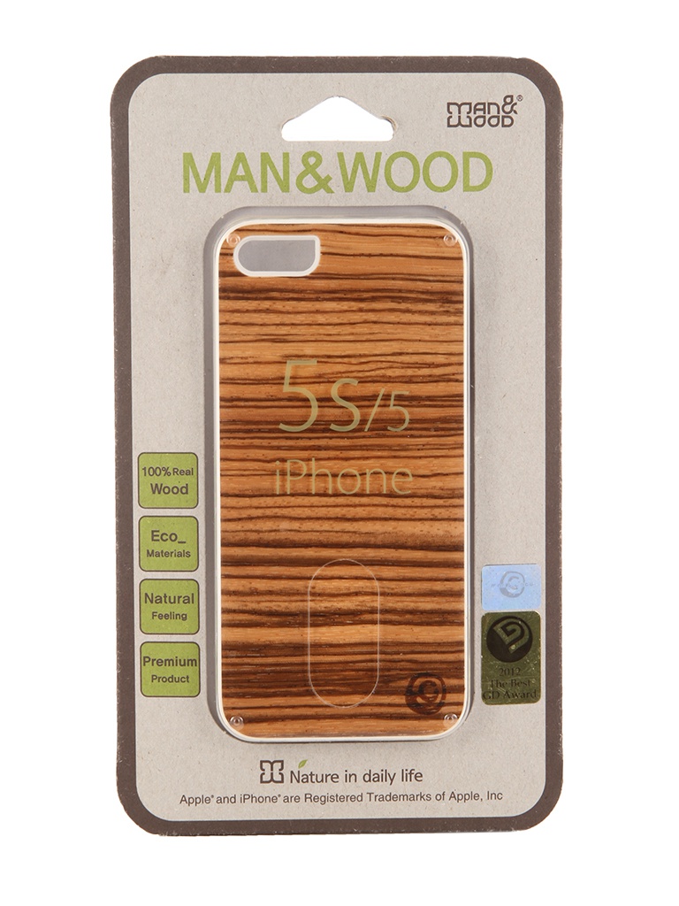  Аксессуар Чехол Man&Wood Zebrano for APPLE iPhone 5 / 5S IS504AW White