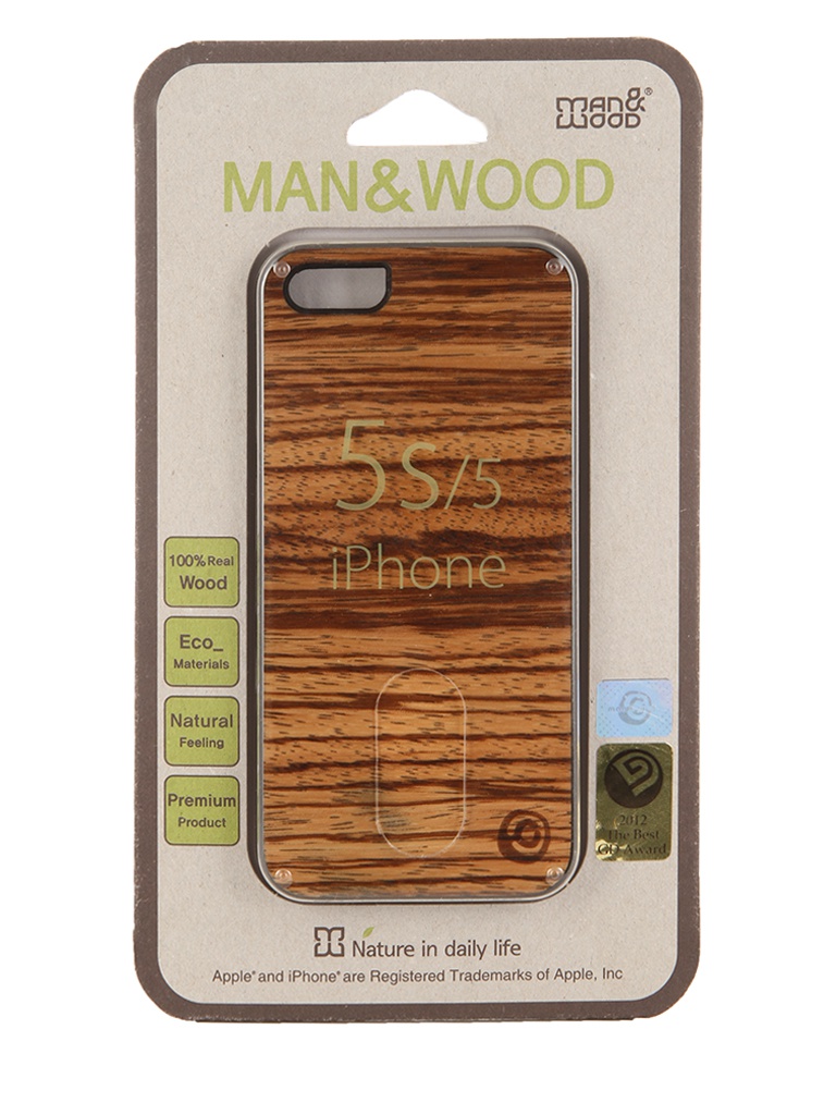  Аксессуар Чехол Man&Wood Zebrano for APPLE iPhone 5 / 5S IS504AB Black