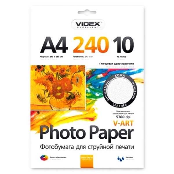  Фотобумага Videx AHSA4-240/10 A4 240g/m2 КОЖА, Textured Paper 10 листов