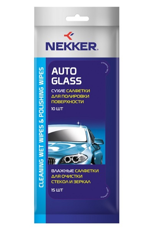 Nekker - Аксессуар Nekker Auto Glass Cleaning & Polishing Wet Wipes - салфетки влажные для очистки стекол