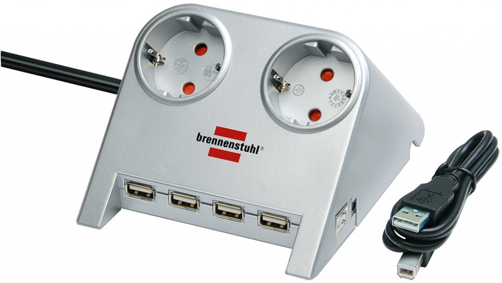 Brennenstuhl Сетевой фильтр Brennenstuhl Desktop-Power 2 Sockets 1.8m 1153540122