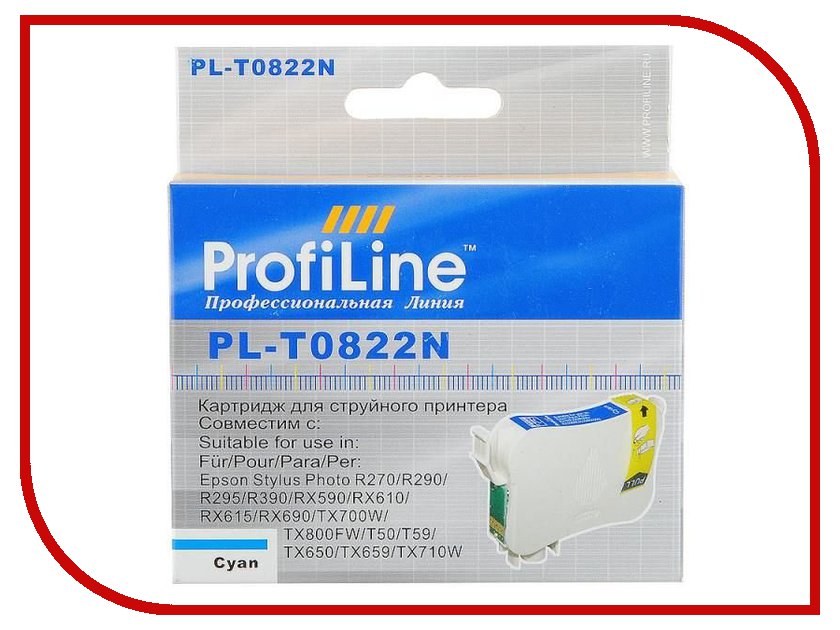  ProfiLine PL-0822 for Epson R270 / R290 / R295 / R390 / RX590 / RX610 / RX615 / RX690 / 1410 / TX700W / TX800FW / T50 Cyan