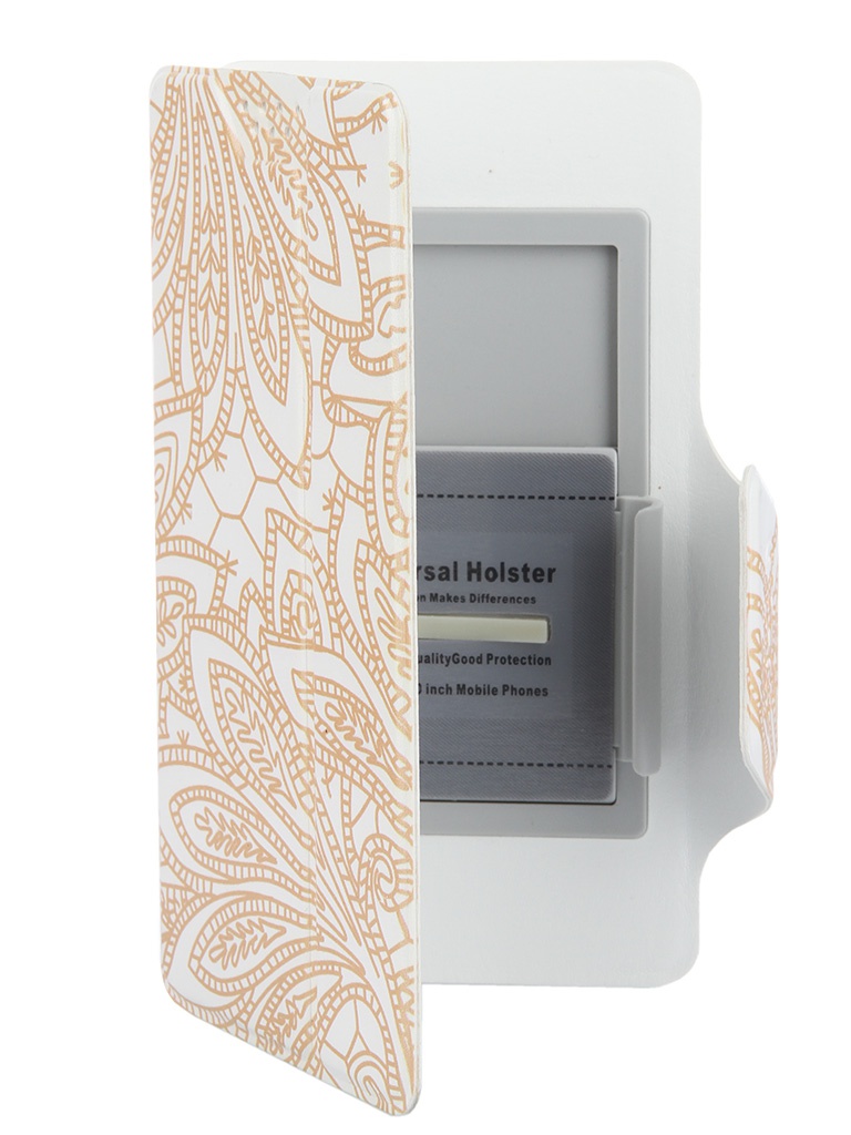  Аксессуар Чехол-книжка Media Gadget Clever LE SlideUP M 4.4-5.0-inch универсальный White, золотой узор CSU056