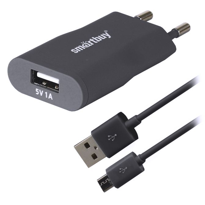 Smartbuy Зарядное устройство SmartBuy Satellite Combo USB + MicroUSB 1А SBP-2550 Grey