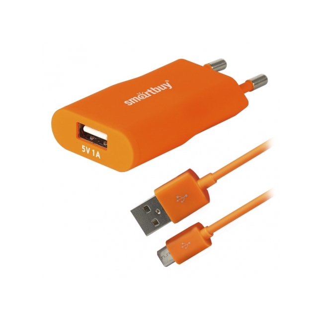 Smartbuy Зарядное устройство SmartBuy Satellite Combo USB + MicroUSB 1А SBP-2650 Orange