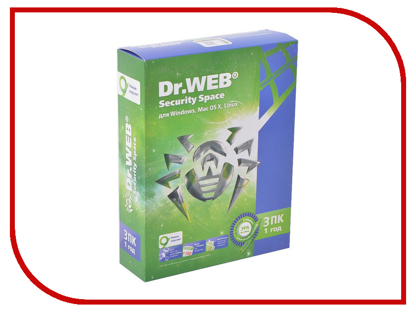 Программное обеспечение Dr.Web Security Space 3Dt 1 year BHW-B-12M-3-A3 / BHW-B-12M-3-A2 / AHW-B-12M