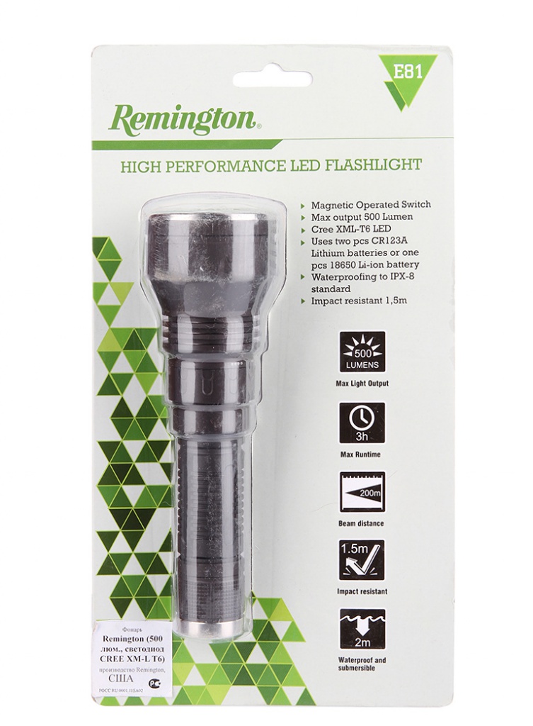 Remington Фонарь Remington E81 CREE XM-L T6 500Lm