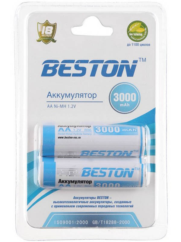  Аккумулятор AA - BESTON 3000 mAh NiMH (2 штуки)