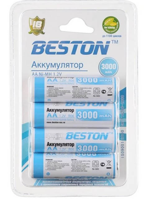  Аккумулятор AA - BESTON 3000 mAh NiMH (4 штуки)