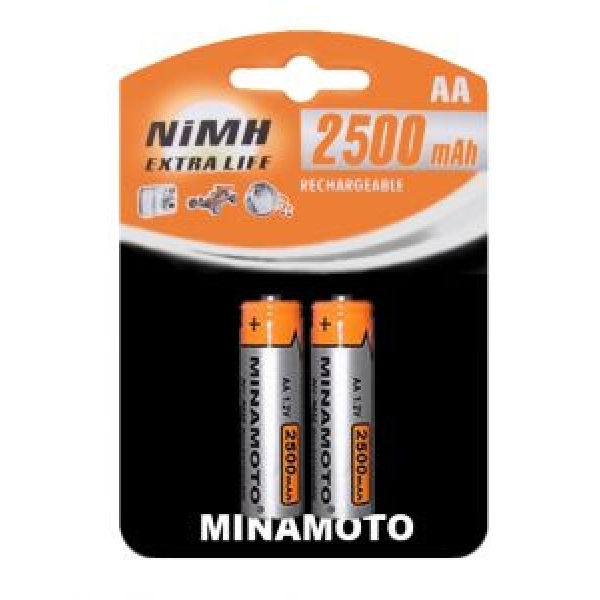  Аккумулятор AA - MINAMOTO 2500 mAh NiMH (2 штуки)