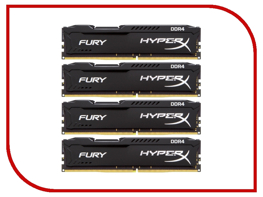   Kingston HyperX Fury Black PC4-17000 DIMM DDR4 2133MHz CL14 - 16Gb KIT (4x4Gb) HX421C14FBK4 / 16