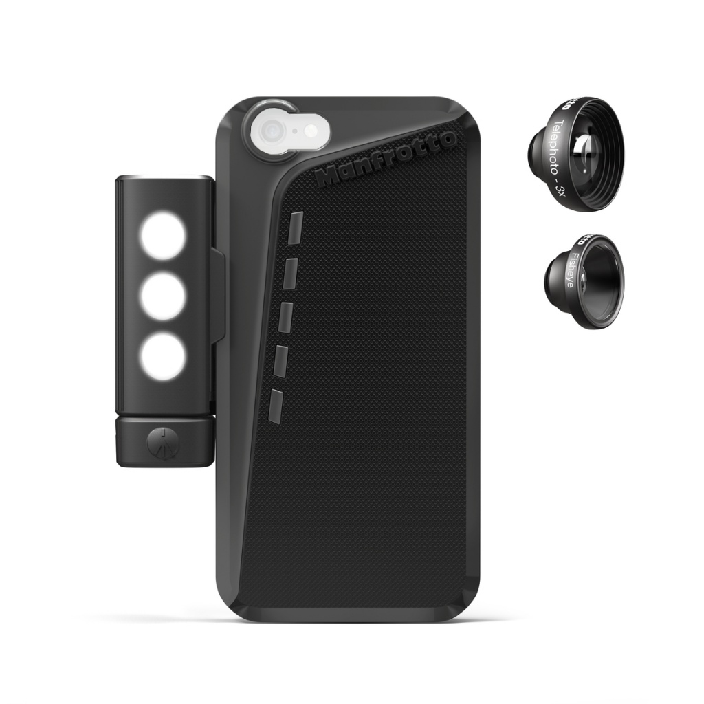 Manfrotto Аксессуар Чехол Manfrotto MKLOKLYP6 Black Case + 2 Lenses + LED для APPLE iPhone 6