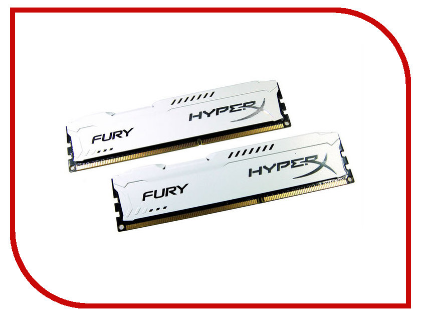 Модули памяти HX318C10FWK2/8  Модуль памяти Kingston HyperX Fury White Series PC3-15000 DIMM DDR3 1866MHz CL10 - 8Gb KIT (2x4Gb) HX318C10FWK2/8