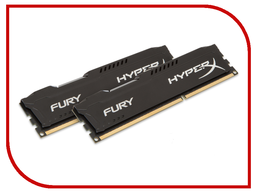 Модули памяти   Модуль памяти Kingston HyperX Fury Black Series PC3-12800 DIMM DDR3 1600MHz CL10 - 8Gb KIT (2x4Gb) HX316C10FBK2/8