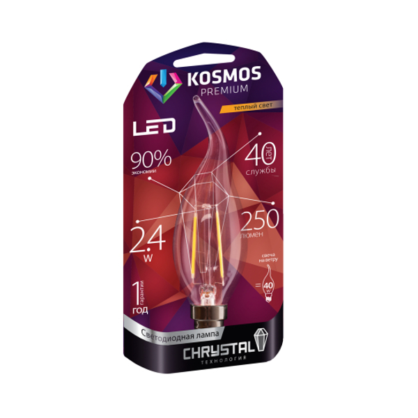  Лампочка Космос Premium Золотая Нить KLED2.4wCWE1427GF
