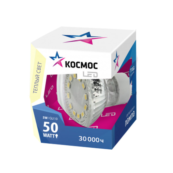 КОСМОС - Лампочка Космос GU10 5W 230V 3000K Lksm_LED5wGU10C30_CL