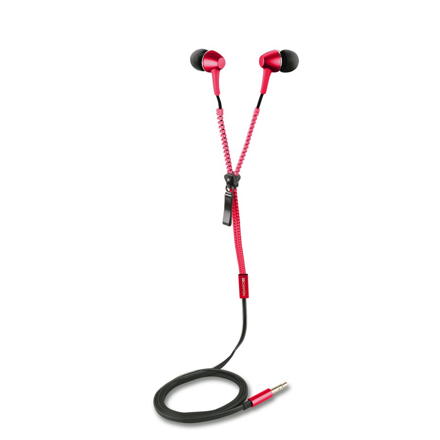 Canyon Гарнитура Canyon Zipper Cable Earphones Red CNS-TEP1R