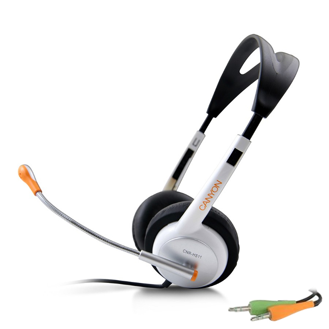 Canyon Гарнитура Canyon Stereo Headset White-Silver CNR-HS11NA