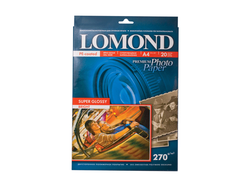 Lomond Фотобумага Lomond 1106100 глянцевая 270g/m2 A4 Super Glossy односторонняя 20 листов