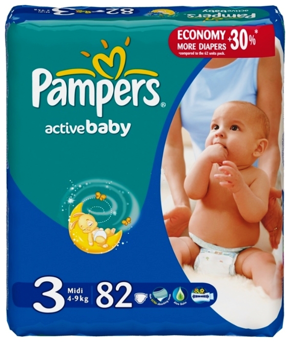Pampers - Подгузник Pampers Active Baby-Dry Midi 4-9кг 82шт PA-81500413