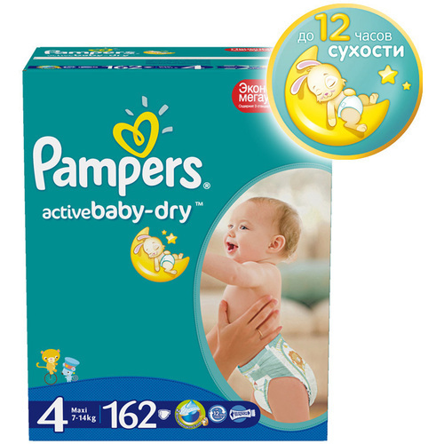 Pampers - Подгузник Pampers Active Baby-Dry Maxi 7-14кг 162шт PA-81522320