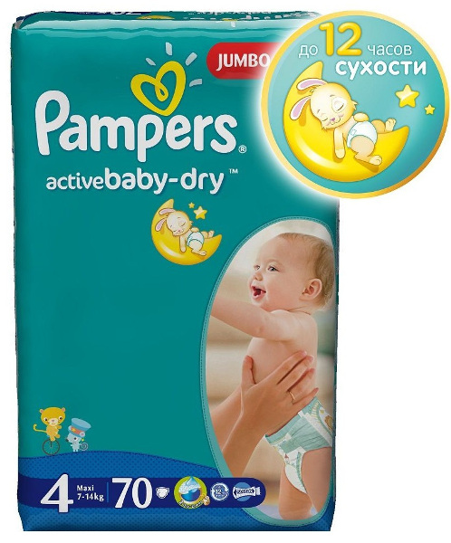 Pampers - Подгузник Pampers Active Baby-Dry Maxi 7-14кг 70шт PA-81500461