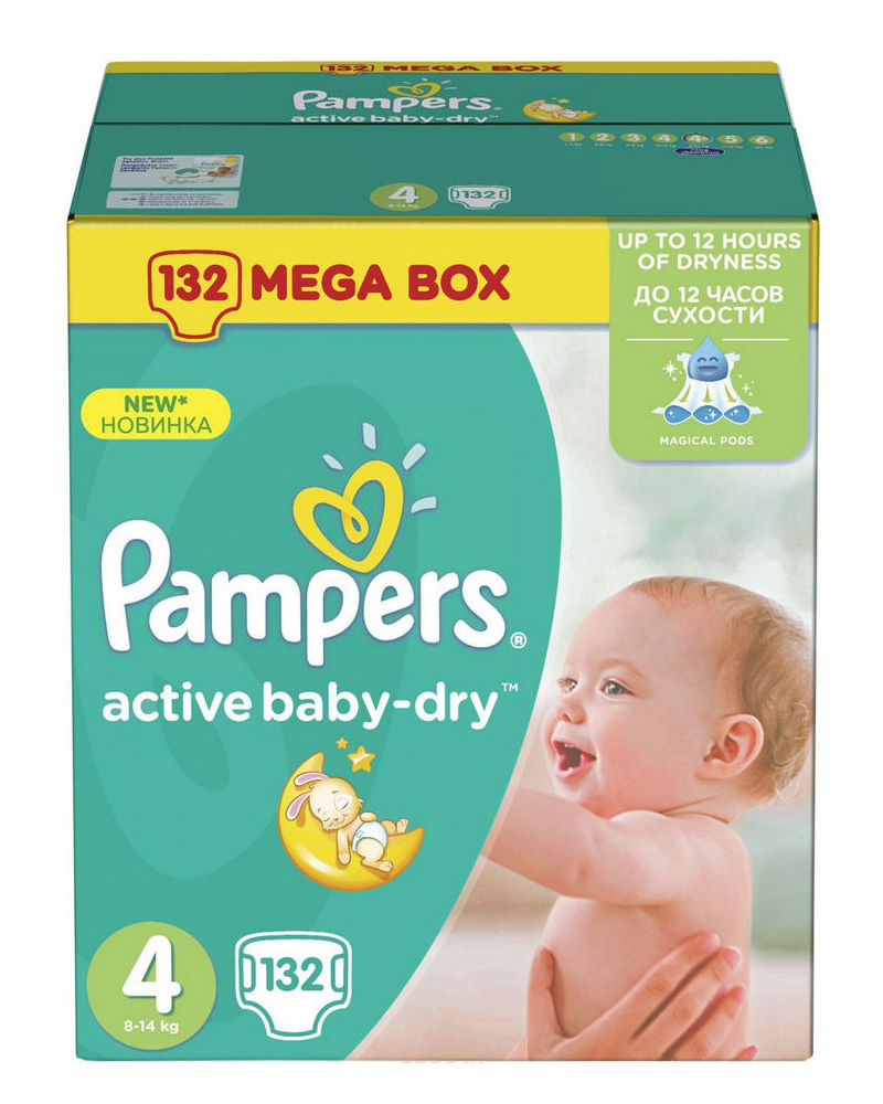  Подгузники Pampers Active Baby-Dry Maxi 7-14кг 132шт PA-81535760