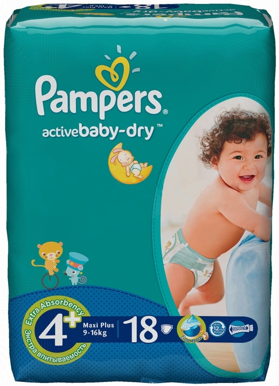  Подгузники Pampers Active Baby-Dry Maxi Plus 9-16кг 18шт PA-81500501