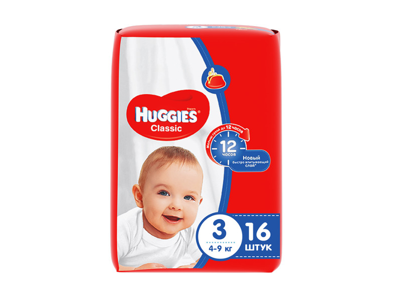 Подгузники Huggies Classic 3 4-9кг 16шт