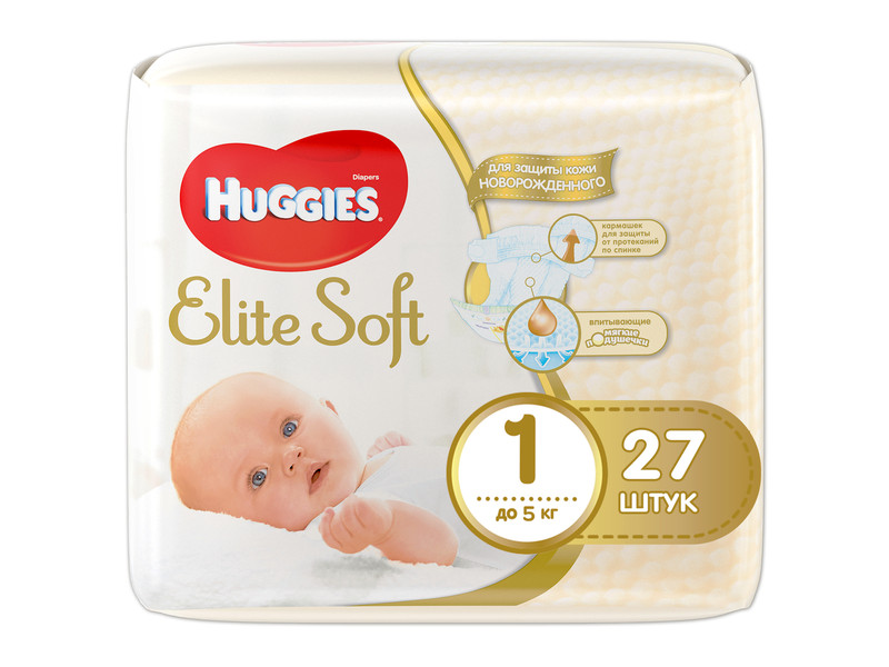 Huggies - Подгузник Huggies Elite Soft 0-5кг 27шт 26035105