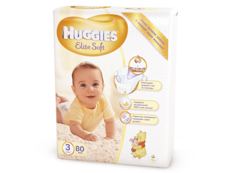 Huggies - Подгузник Huggies Elite Soft 3 5-9кг 80шт 2603510535