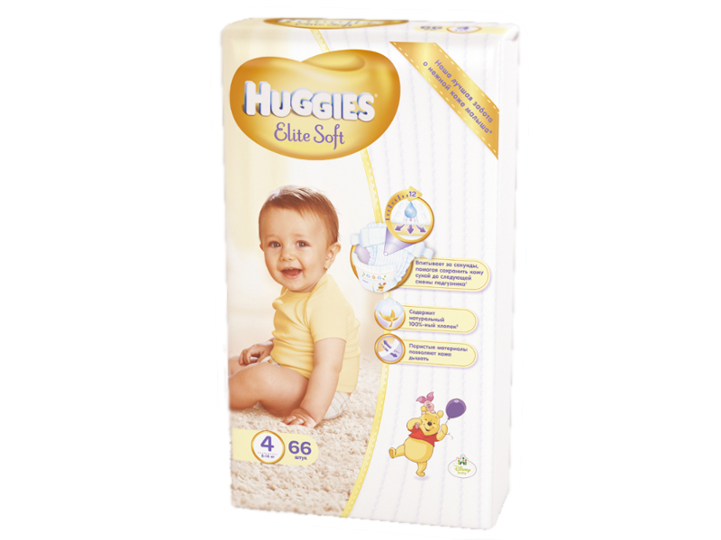 Huggies - Подгузник Huggies Elite Soft 4 8-14кг 66шт 2603510547