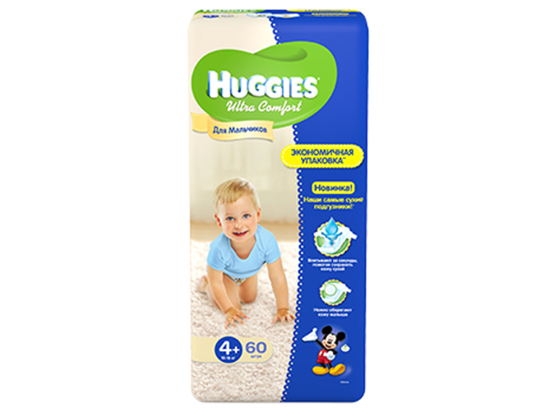 Huggies - Подгузник Huggies Ultra Comfort 4+ 10-16кг 60шт для мальчиков 260361553