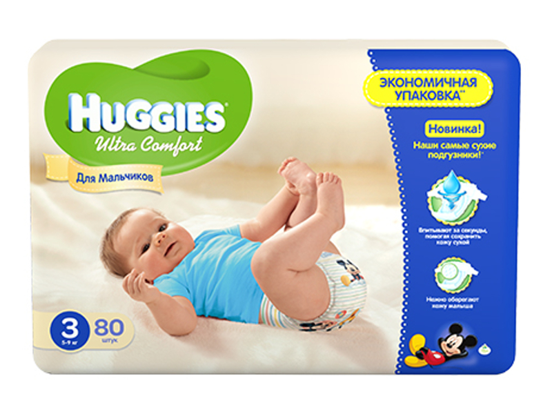 Huggies - Подгузник Huggies Ultra Comfort 3 5-9кг 80шт для мальчиков 260361732
